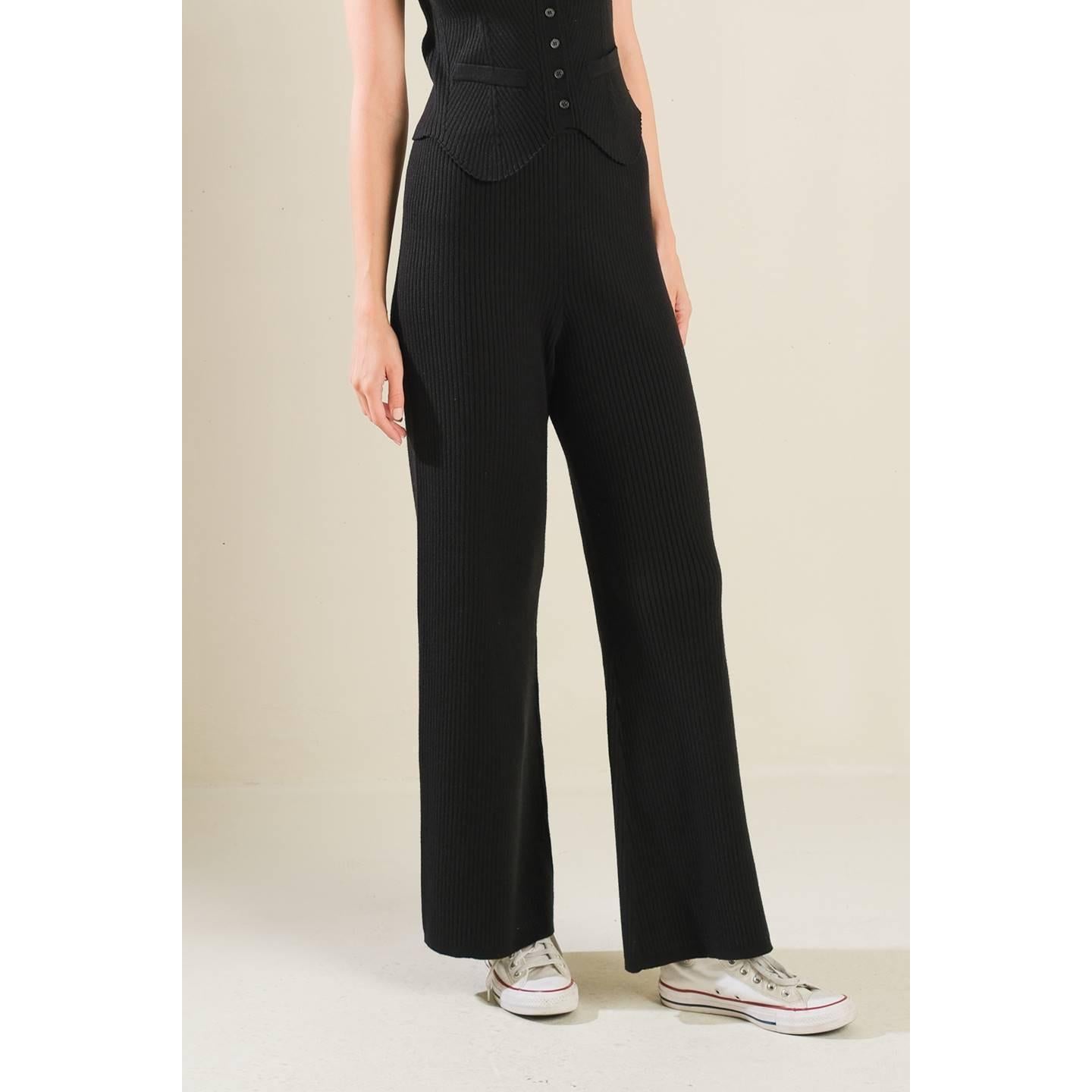 REGAL RISE BLACK KNIT PANTS