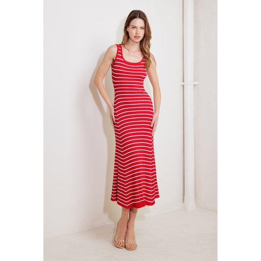 SOFT SIDE OF RED KNIT MIDI DRESS