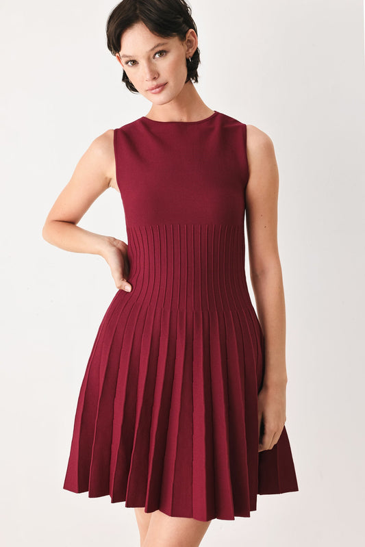 a woman in a red dress
