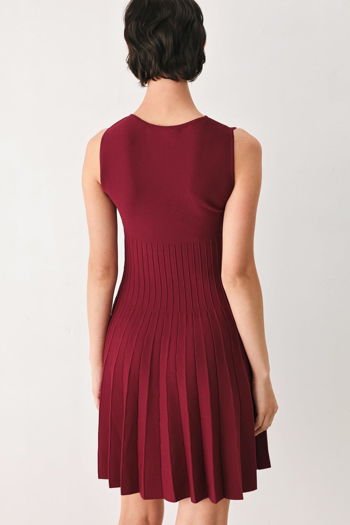 a woman in a red dress