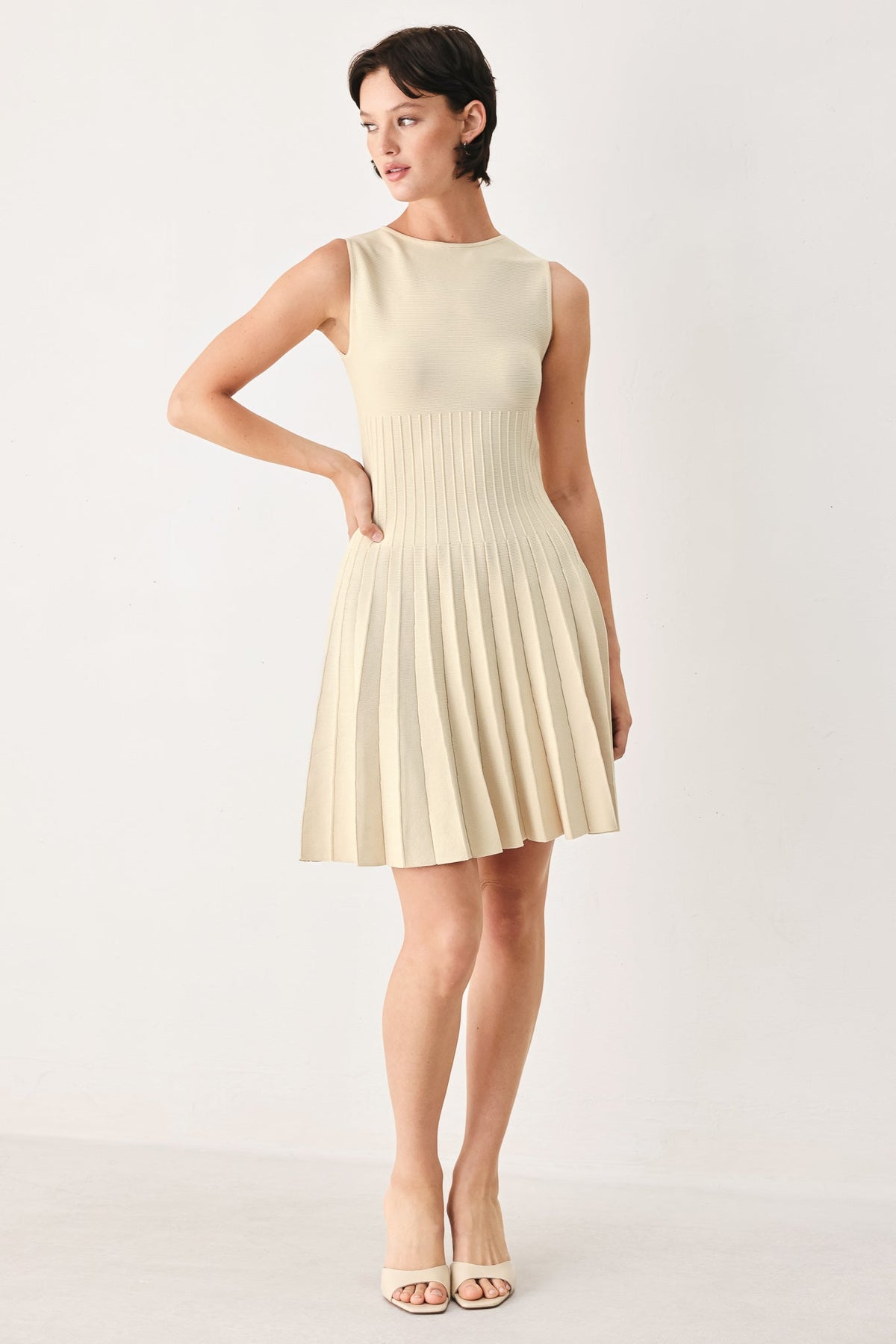 a woman in a dress