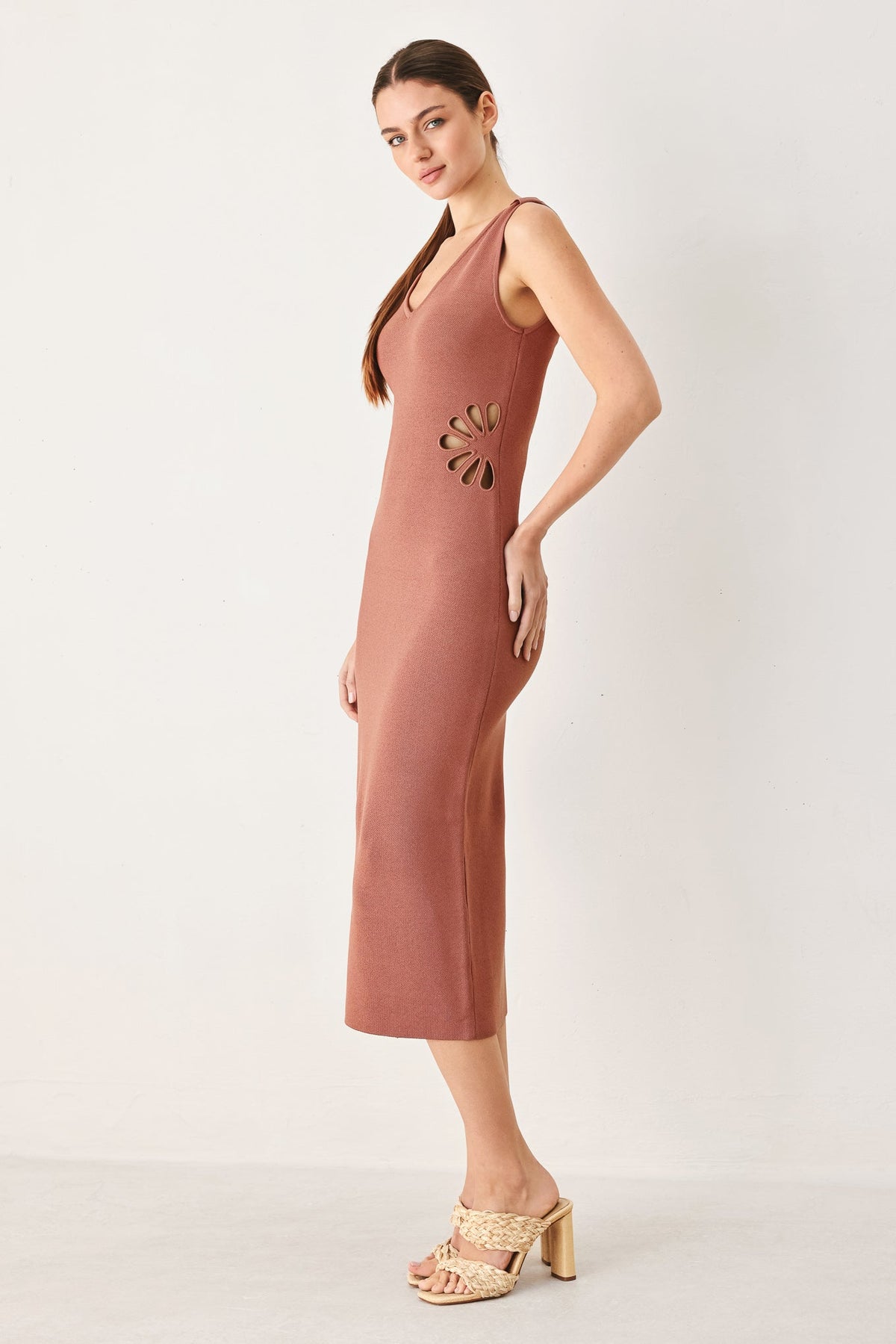 a woman in a dress