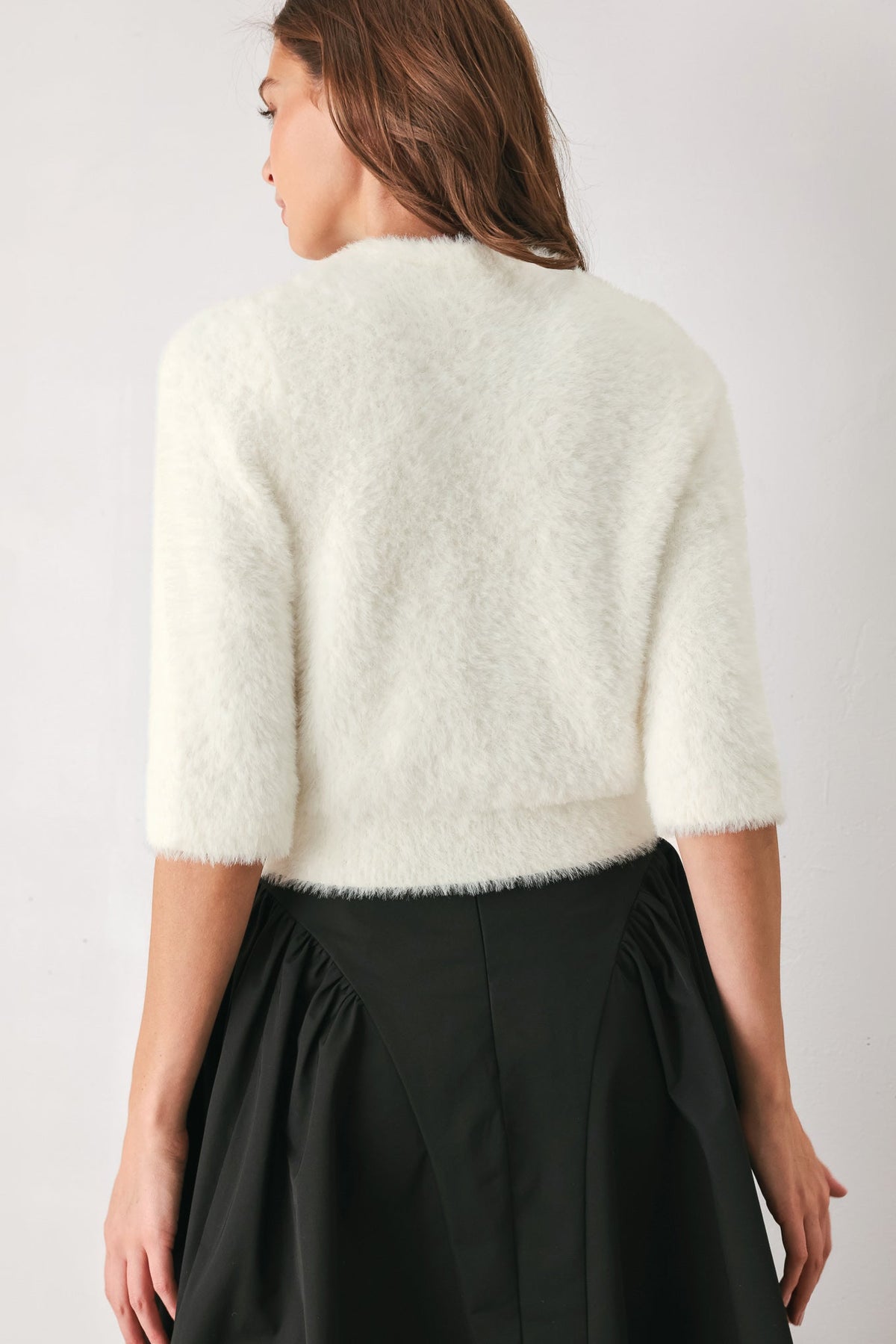 CAMEL CLASSIC CAMEL/OFF WHITE ELBOW-SLEEVE CARDIGAN