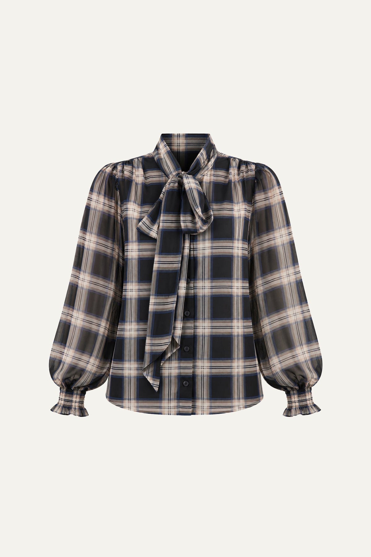LOVELY INTUITION WOVEN PLAID TOP