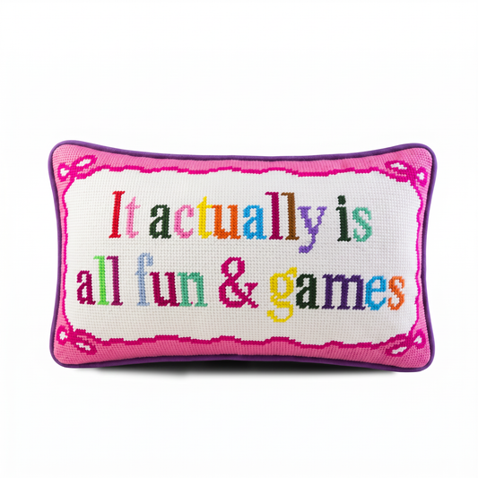 Fun And Games Needlepoint Pillow