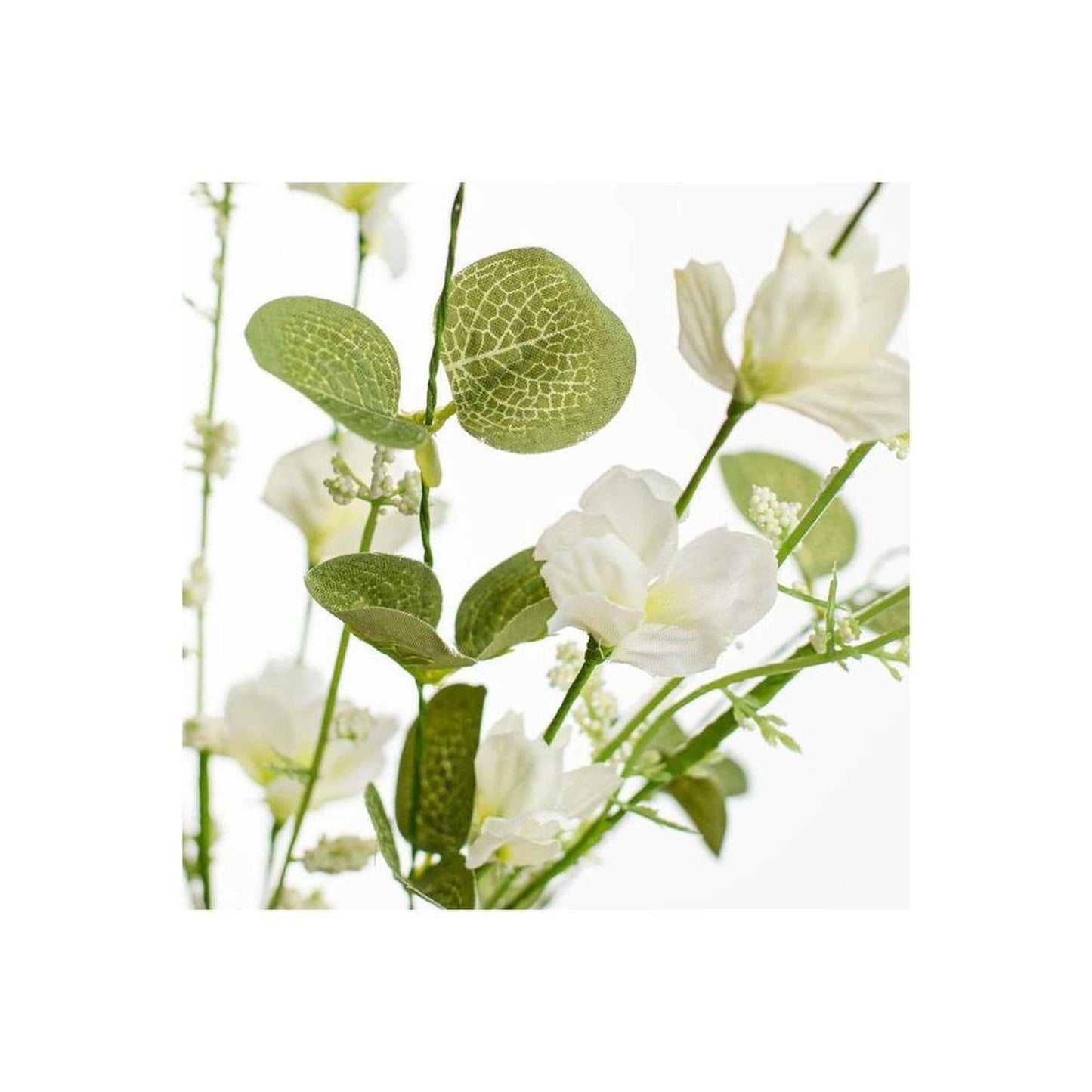 Fabric Flower Eucalyptus Spray: White