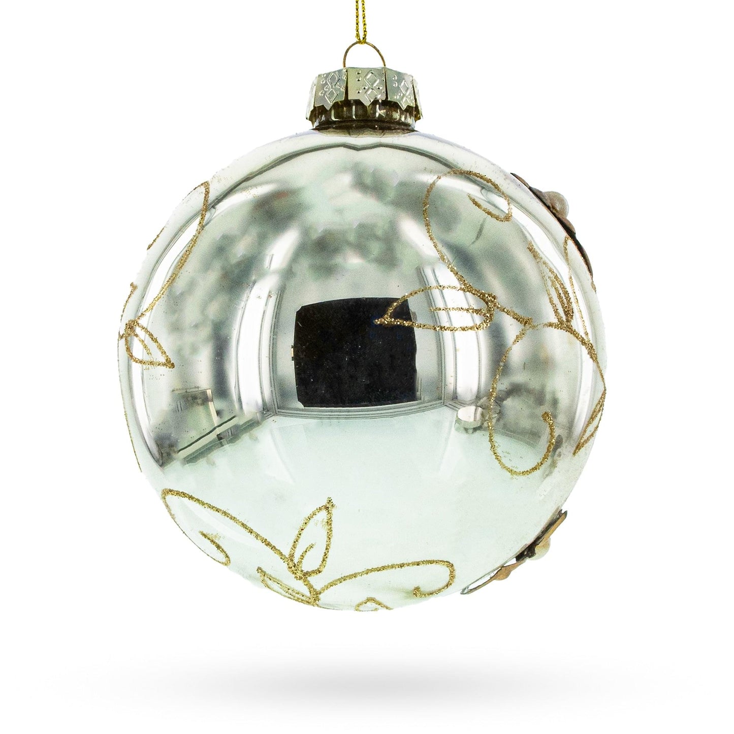 Fabric Flowers on Glass Ball Artistic Glass Christmas Ornaments Ornament