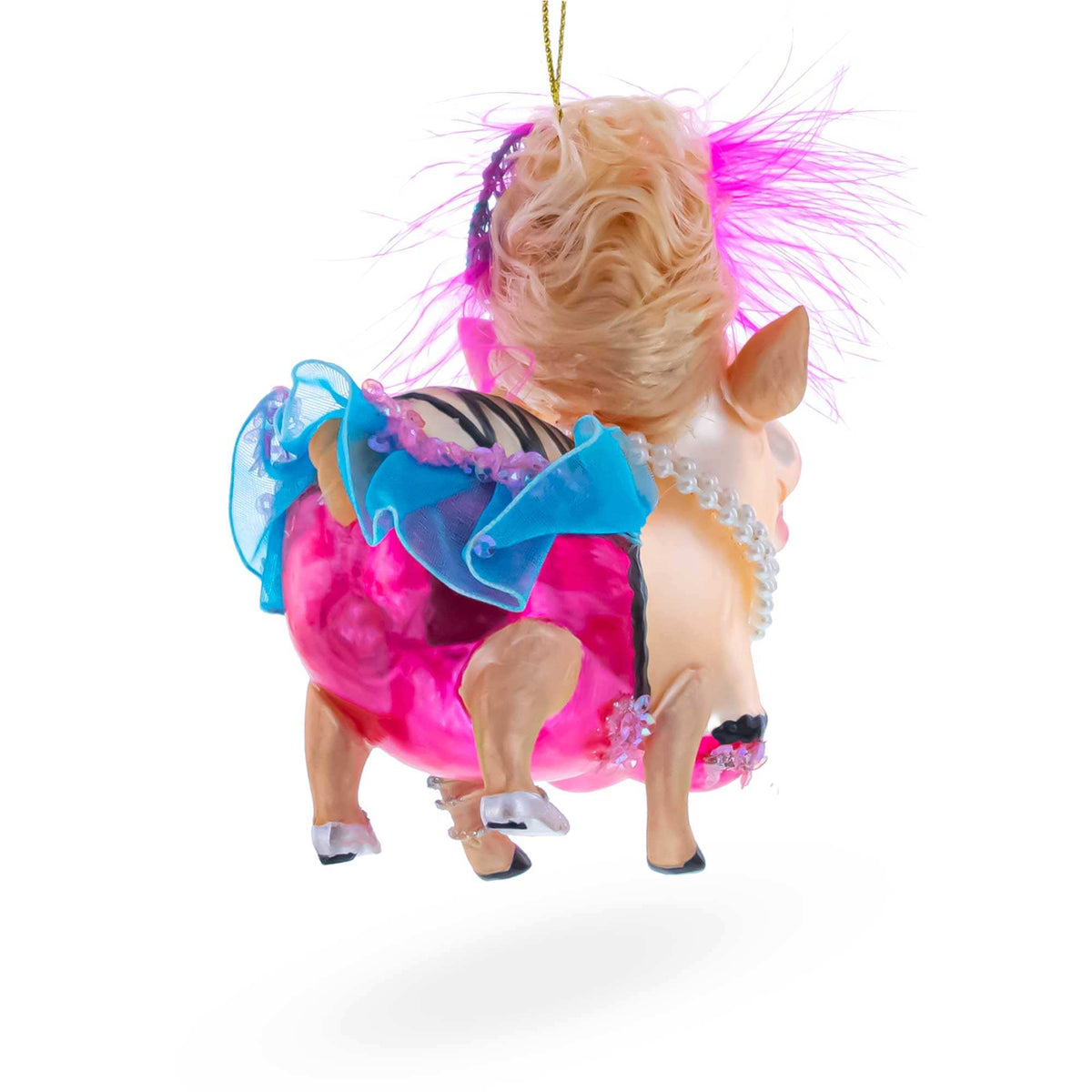 Fashion-Forward Pig Glass Christmas Ornament