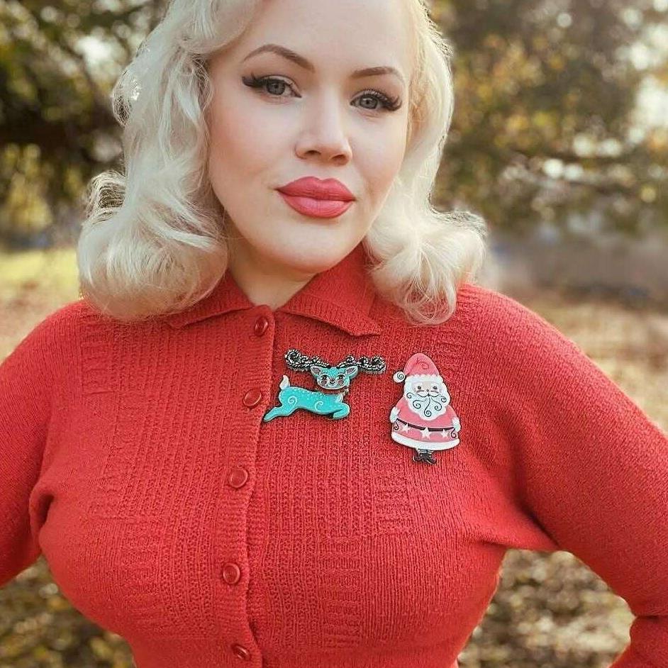 Fawna Fir Top Leaping Reindeer Brooch by Johanna Parker x Lipstick & Chrome