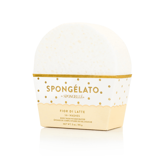 a white and gold container with a white and gold design