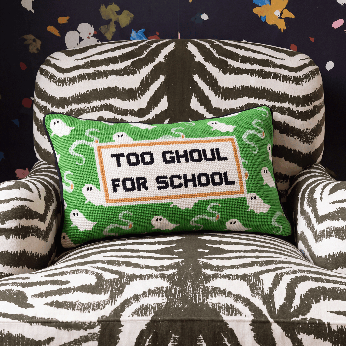 Too Ghoul Needlepoint Pillow