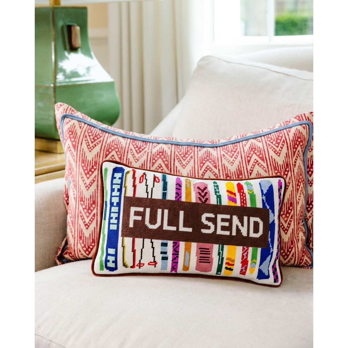 Full Send Needlepoint Pillow