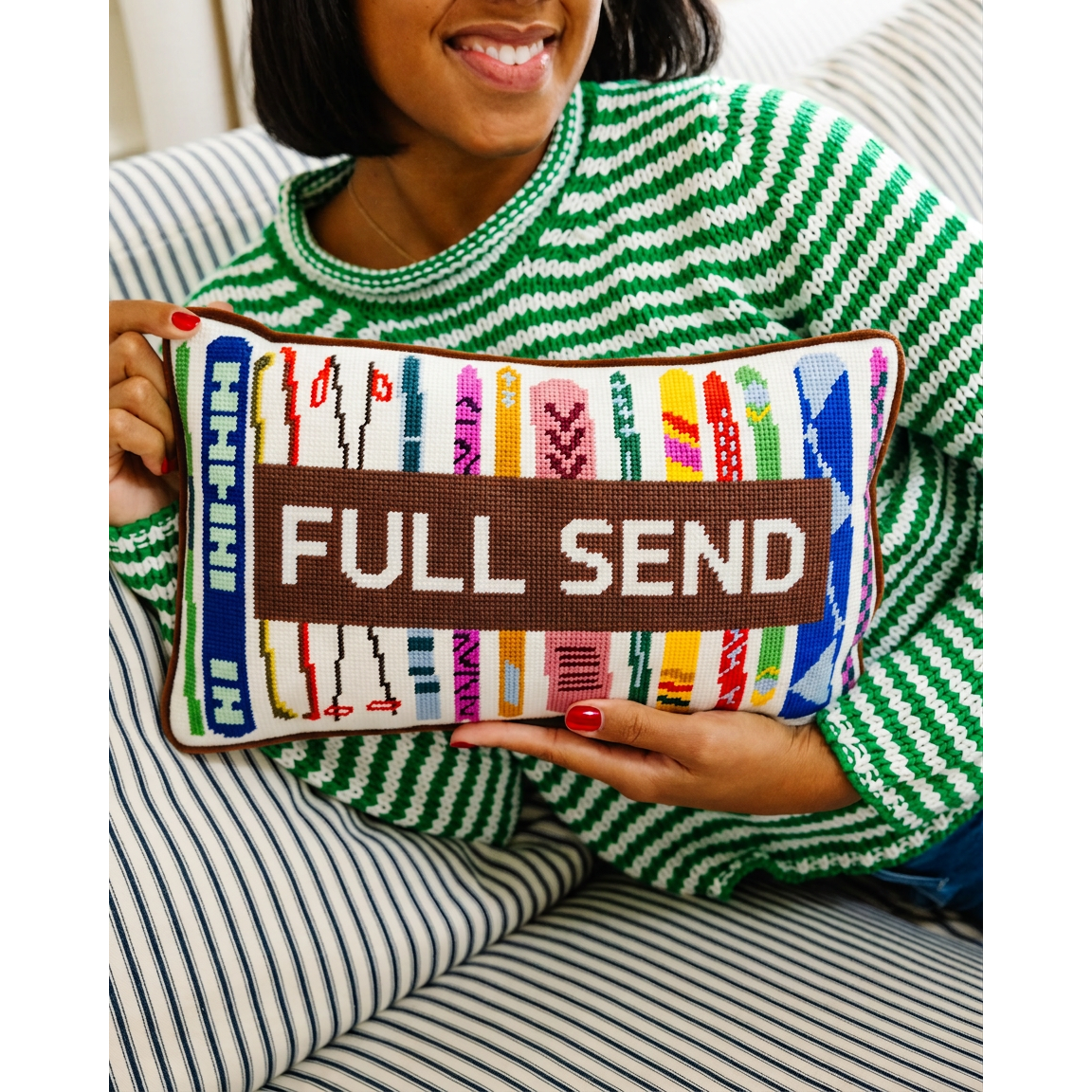 Full Send Needlepoint Pillow