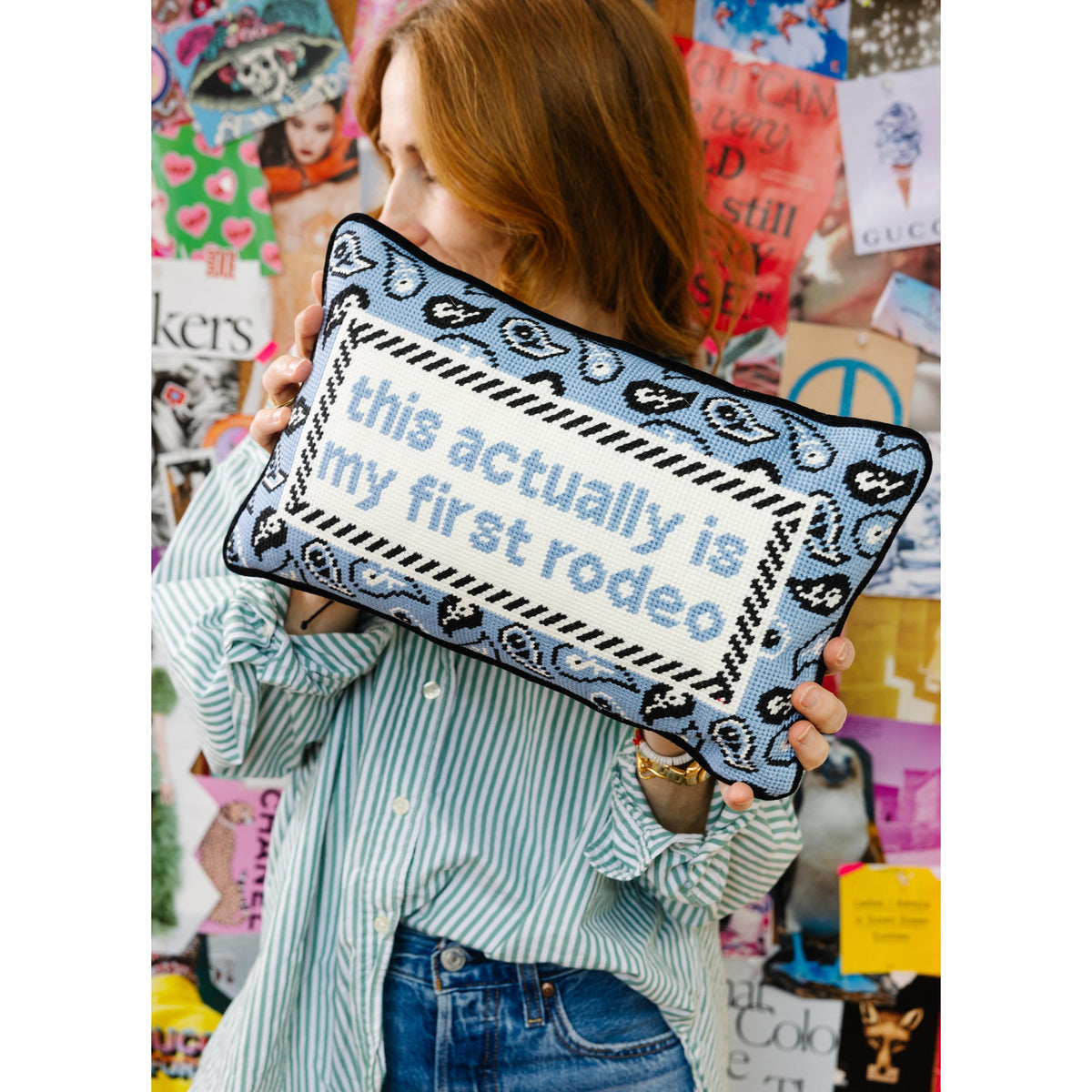 First Rodeo Needlepoint Pillow
