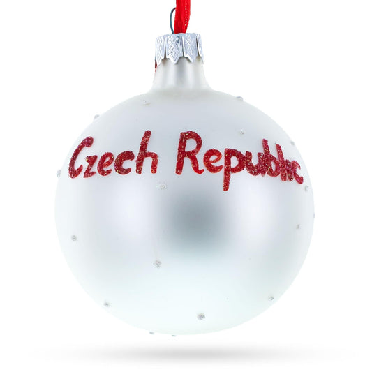 Flag of Czech Republic Glass Ball Christmas Ornament 3.25 Inches