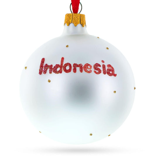 Flag of Indonesia Glass Ball Christmas Ornament 3.25 Inches
