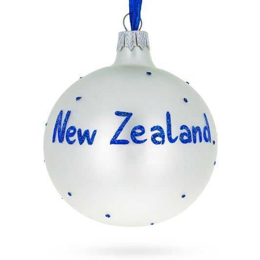 Flag of New Zealand Glass Ball Christmas Ornament 3.25 Inches