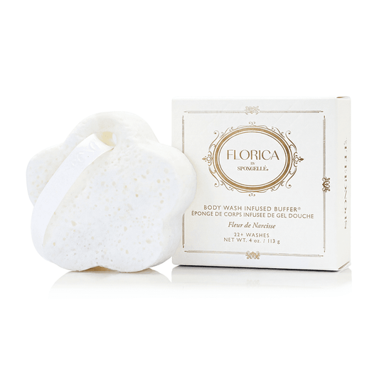 a white sponge next to a box