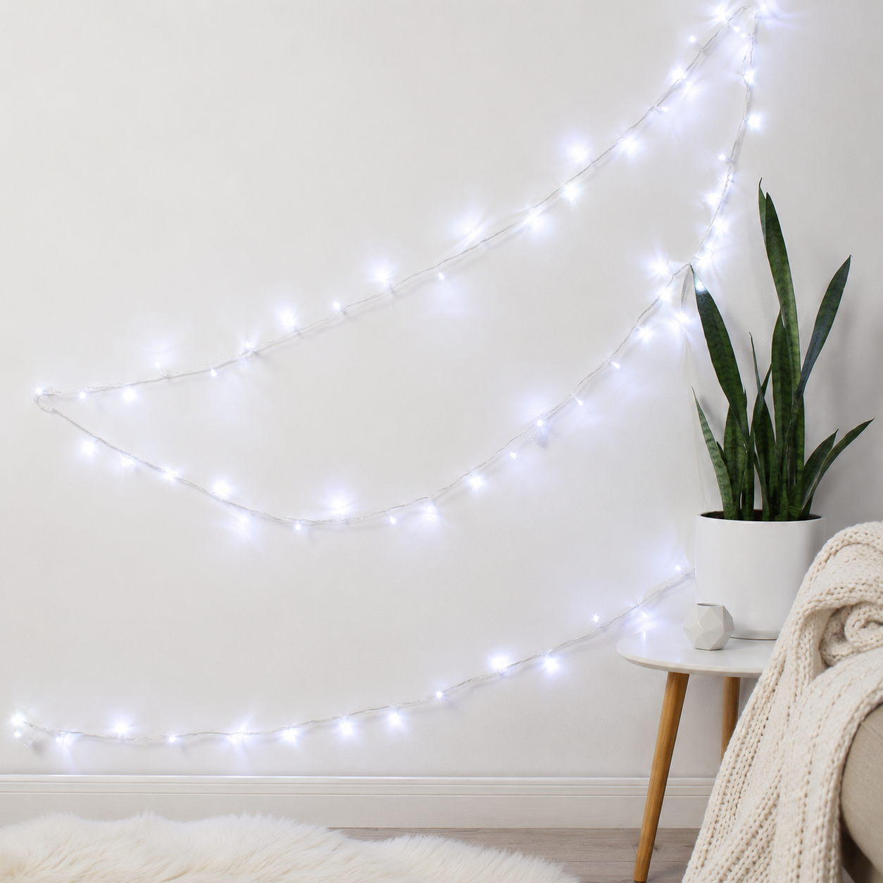 Indoor/Outdoor 300 LED String Lights with Flexible Clear Wire