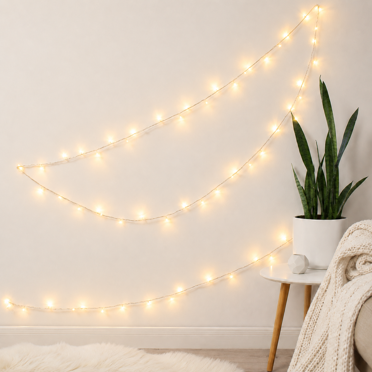 Indoor/Outdoor 300 LED String Lights with Flexible Clear Wire