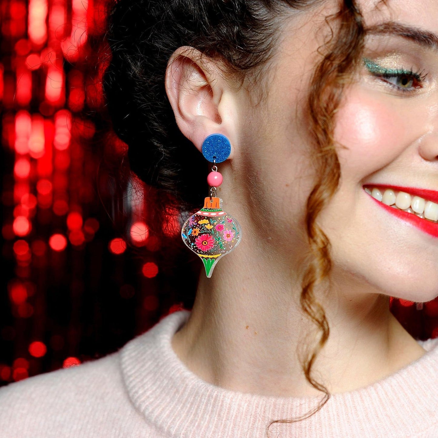 Floral Christmas Ball Earrings by Laliblue – Retro Statement Jewelry Laliblue