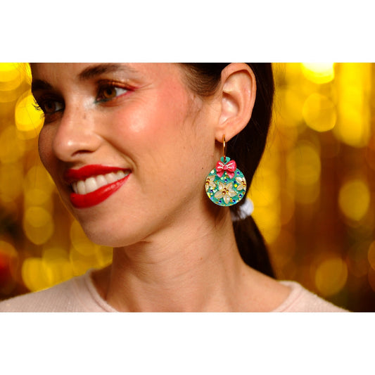 Floral Christmas Ornament Earrings by Laliblue – Retro Statement Jewelry Laliblue