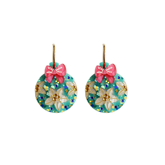 Floral Christmas Ornament Earrings by Laliblue – Retro Statement Jewelry Laliblue