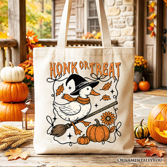 Honk or Treat Goose Tote Bag, Hilarious Halloween Gift Shopper for Silly Bird Enthusiasts