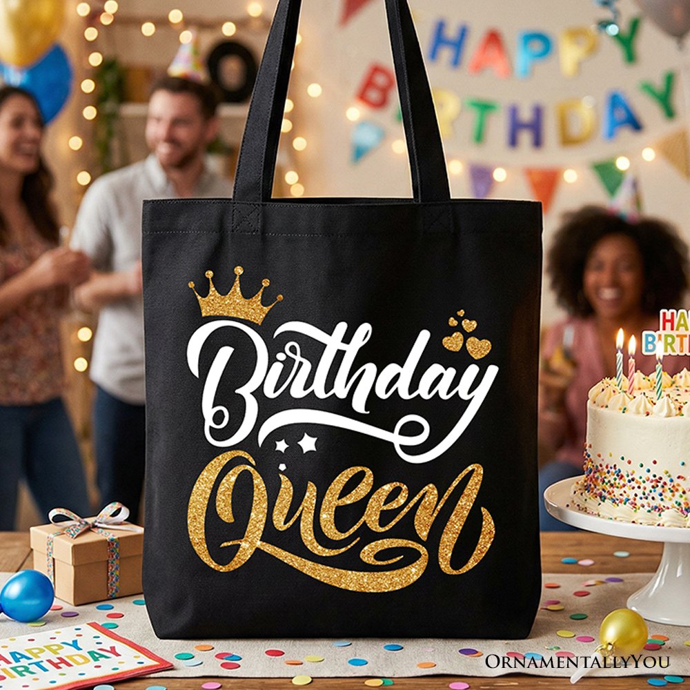 Birthday Queen Tote Bag, Glam Party Tote Bag for Stylish Women
