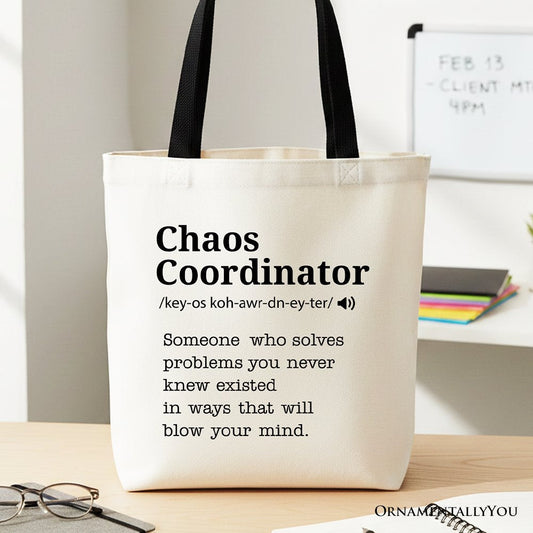 Chaos Coordinator Definition Canvas Tote Bag, Funny Gift Shopper for Busy Moms