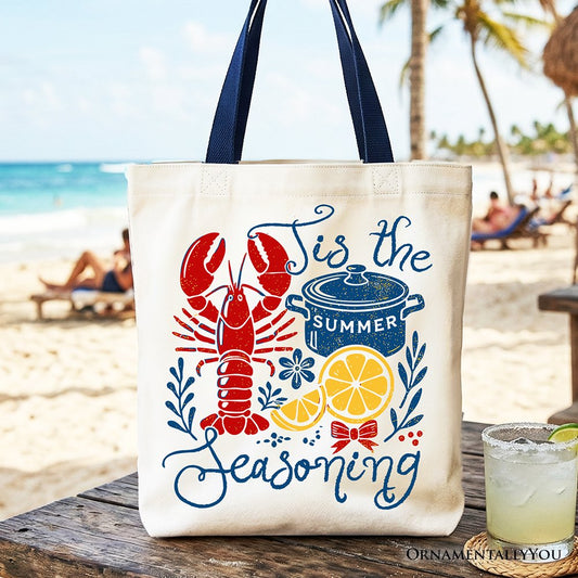 Crawfish Boil Season Summer Tote Bag, Seafood Funny Retro Gift Shopper