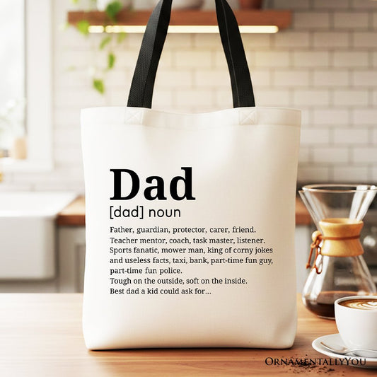 Dad Definition Canvas Tote Bag, Funny Fathers Day Gift Shopper