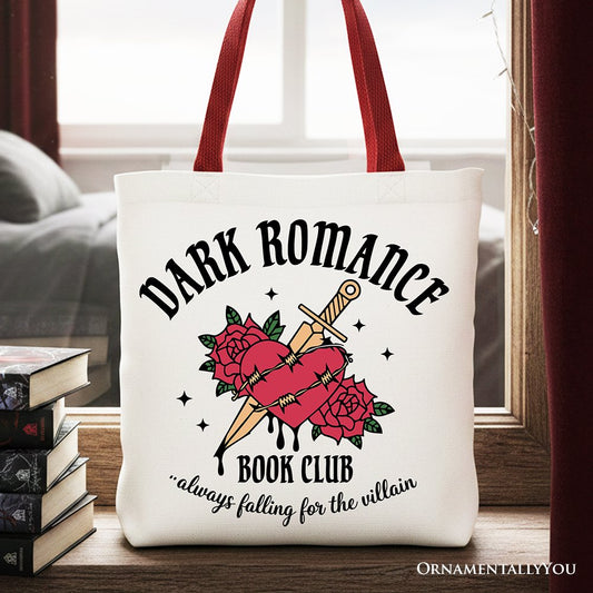 Dark Romance Book Club Canvas Tote Bag, Vintage Gothic Romantasy Bookish Gift Shopper