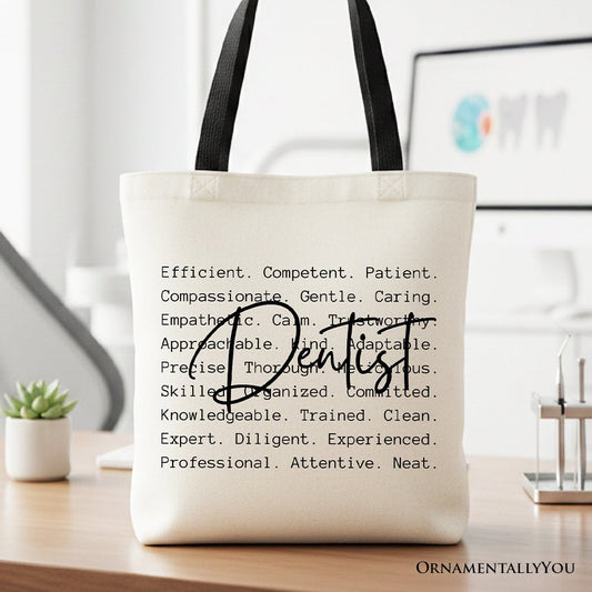 Dentist Definition Canvas Tote Bag, Dental Appreciation Words Gift Shopper