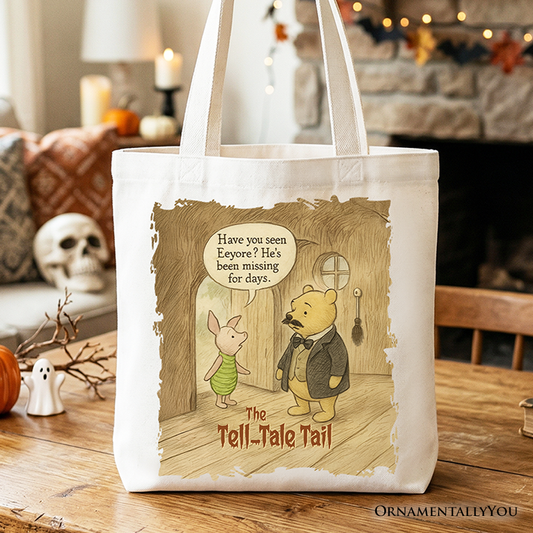 Edgar Allan Winnie-the-Pooh Tote Bag, 1926 A.A. Milne Vintage Halloween Mystery Tale Gift Shopper