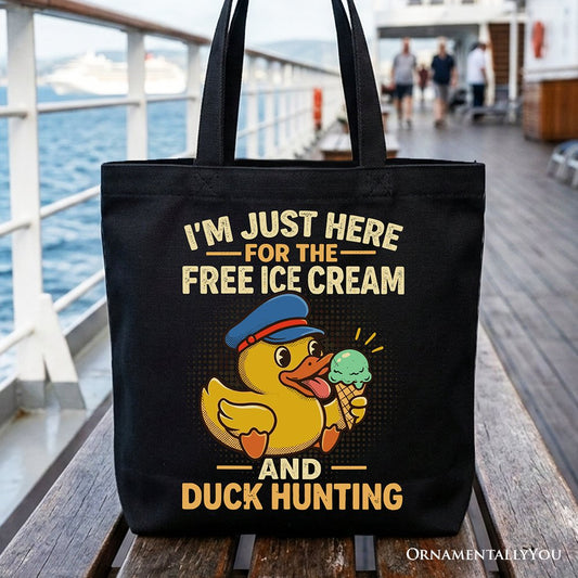 Funny Resin Duck Cruise Tote Bag, Ice Cream And Duck Hunter Vacation Gift Shopper