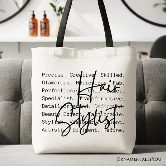 Hair Stylist Definition Canvas Tote Bag, Beauty Salon Appreciation Words Gift Shopper