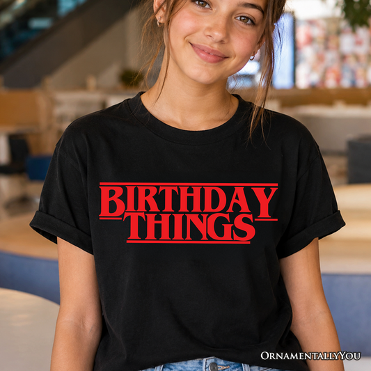 Kids Birthday Things Retro T-Shirt, Horror Bday Youth Tee