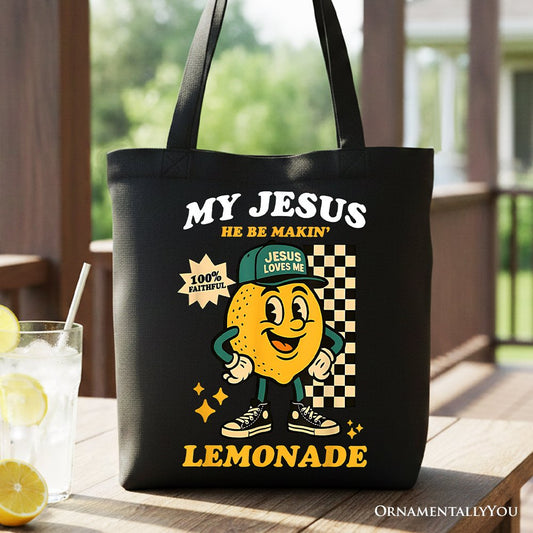 Life Gave Me Lemons Jesus Lemonade Tote Bag, Funny Christian Faith Retro Gift Shopper