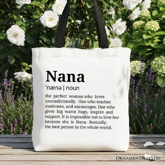 Nana Definition Canvas Tote Bag, Funny Grandmother Gift Shopper