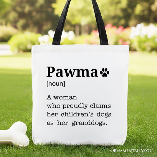 Pawma Definition Canvas Tote Bag, Funny Dog Lovers Mom Gift Shopper