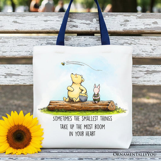 Sentimental Heartwarming Winnie-the-Pooh Quote Tote Bag, 1926 A.A. Milne Small Things Friendly Gift