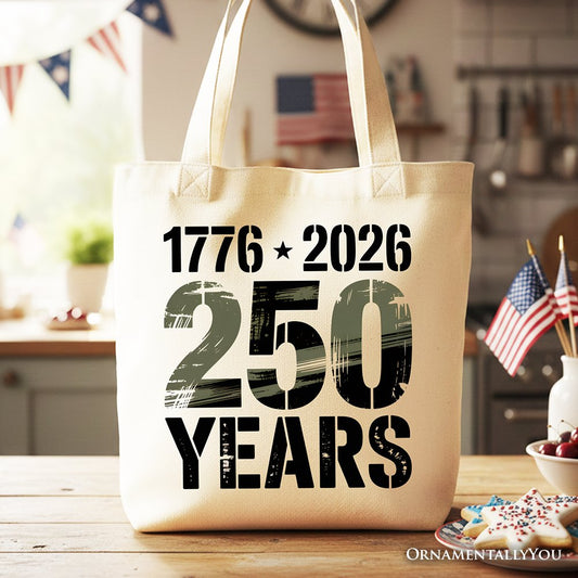 USA 250 Years Anniversary Tote Bag, 4th of July Patriotic 1776–2026 Gift Shopper