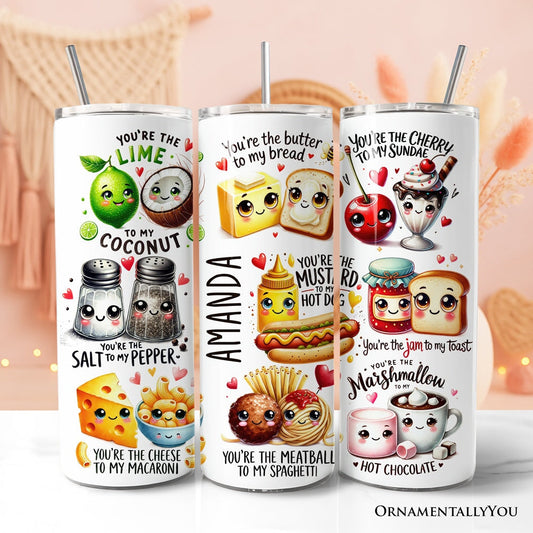 Valentine Food Pun Soulmates 20oz Personalized Tumbler With Lid and Stainless Steel Straw, Romantic Gift Cup