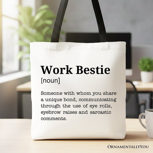 Work Bestie Definition Canvas Tote Bag, Funny Gift Shopper for Office Best Friends