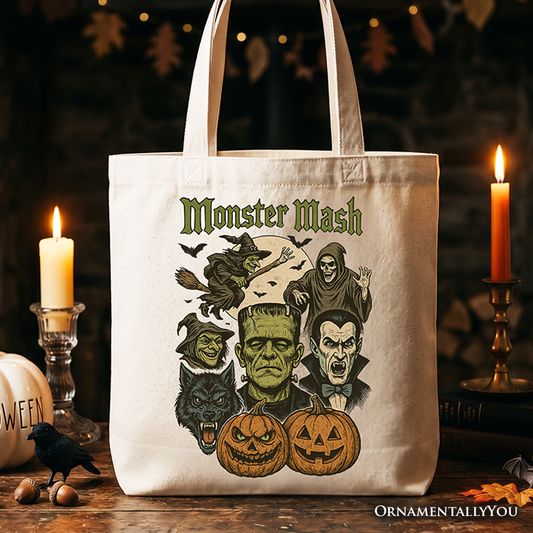 Monster Mash Classic Tote Bag, Halloween Monsters Gift Shopper for The Spooky Season