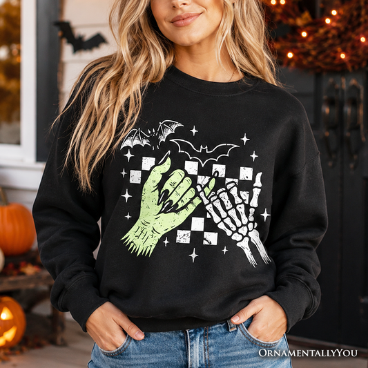 Monster Skeleton Pinky Promise Sweatshirt, Funny Spooky Halloween Sweater