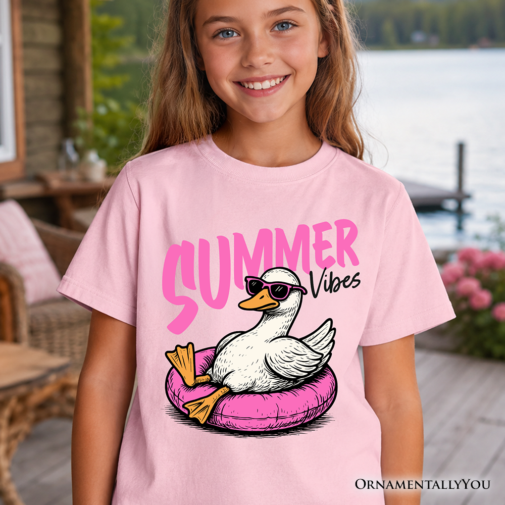 Kids Summer Vibes Goose T-Shirt, Funny Beach Vacation Youth Tee