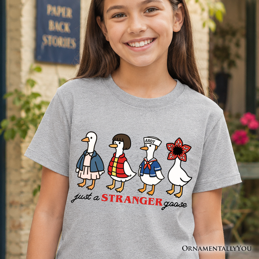 Kids Just a Stranger Goose T-Shirt, Funny Retro Youth Tee