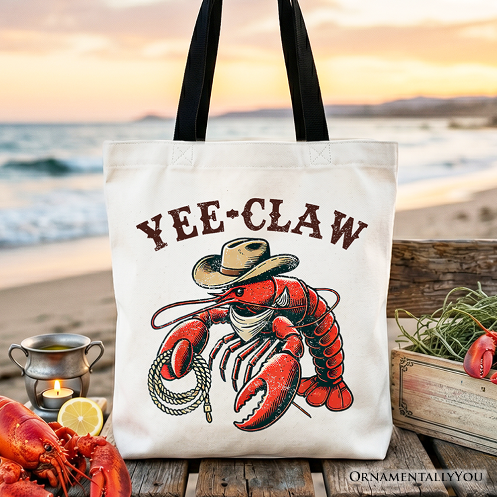 Yee Claw Lobster Western Tote Bag, Funny Cowboy Animal Gift Shopper